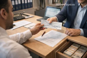 Chèque au Maroc Transaction 10 000 DH (sans chiffres lisibles