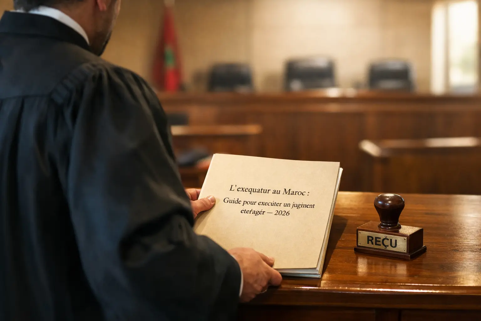 Scène juridique au tribunal marocain